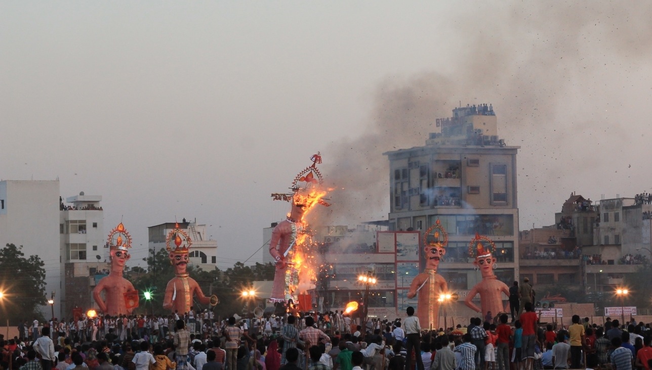 Demon burning Indian festival Jodhpur
