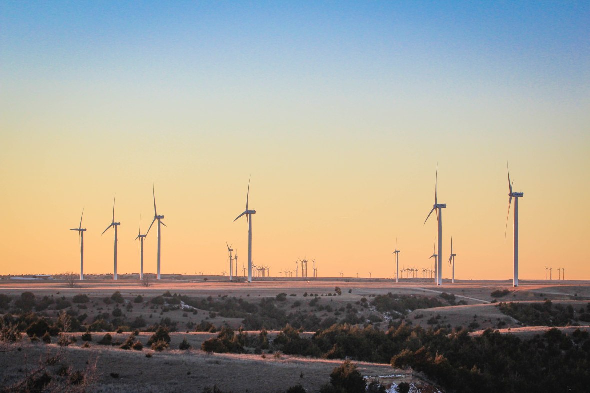 Oklahoma Wind Turbine Sunset