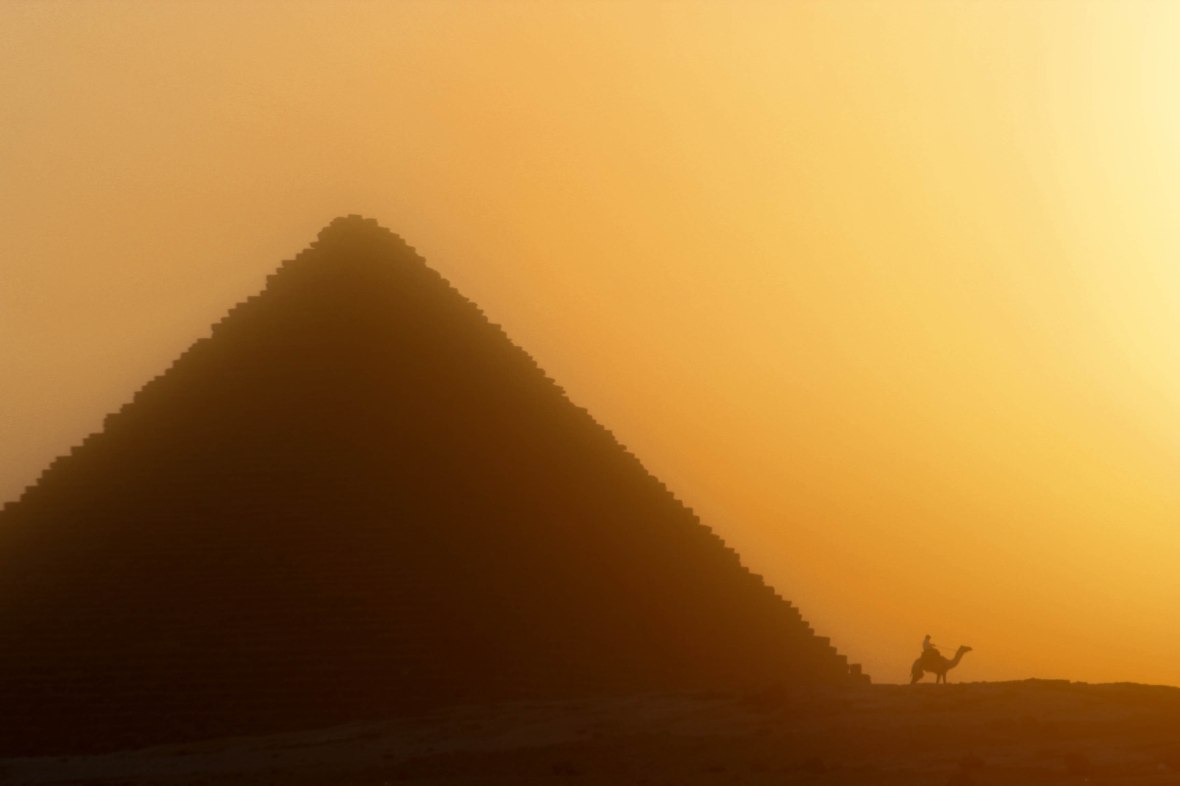 Pyramids of Giza with camel