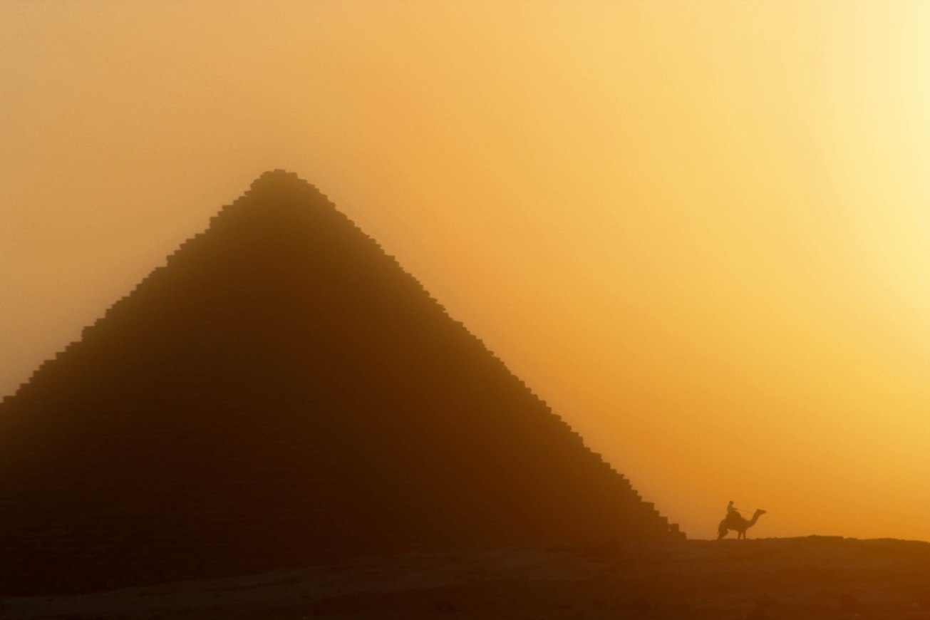 Pyramids of Giza with camel
