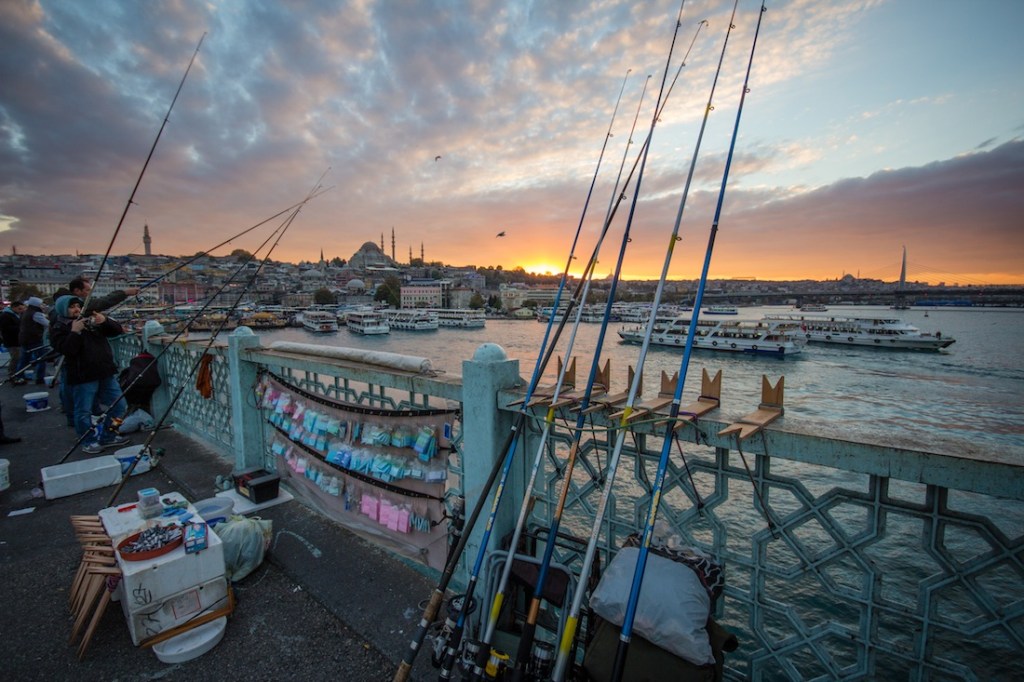 Galata Bridge at Sunset fishing poles