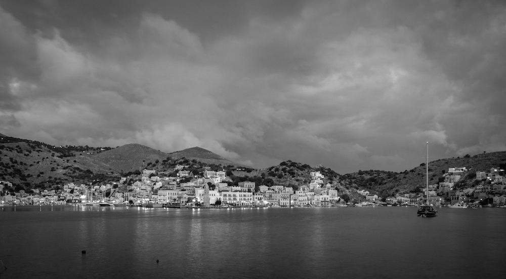 Symi Sunrise black white photo