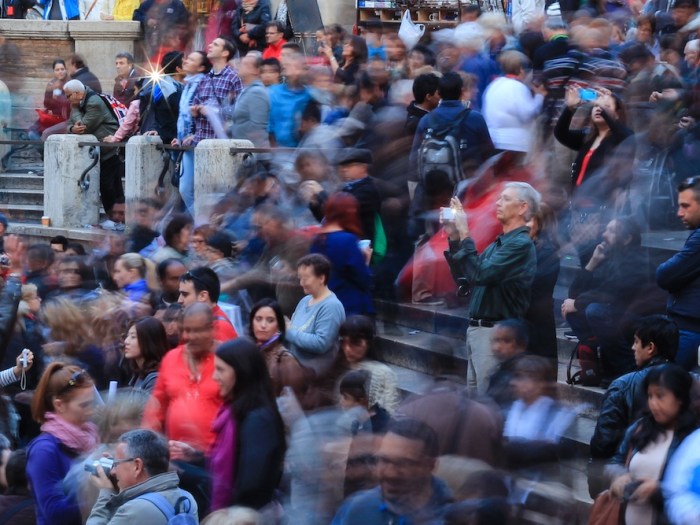 Trevi Fountain and tourists