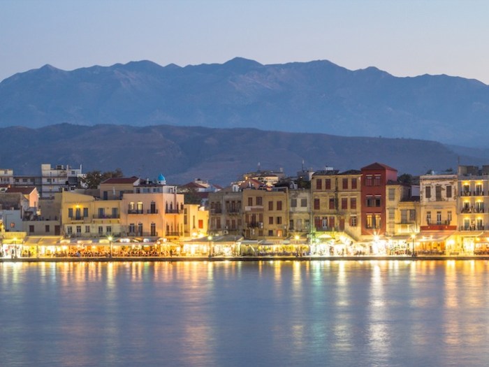 Hania waterfront at night