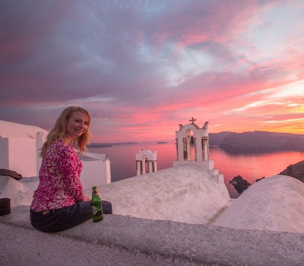 Santorini Beer and Sunset