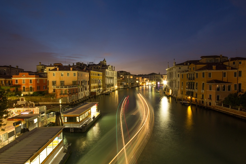 Grand Canal water taxi at night