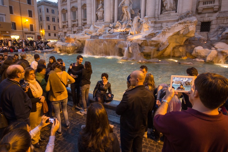 iPad at the Trevi Fountain in Rome