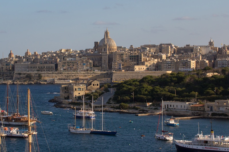 Boats in the harbor, Valletta, Malta.