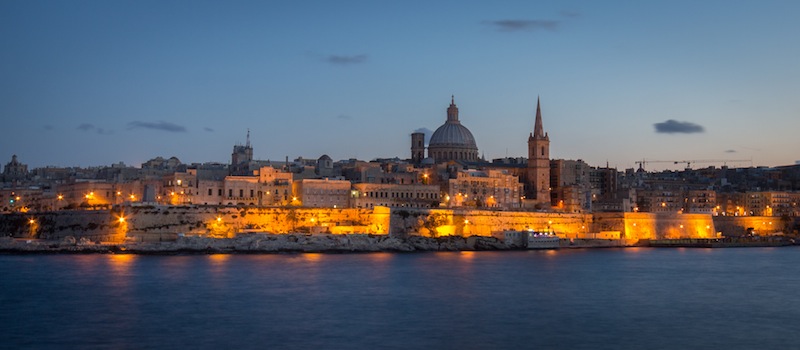 Valletta skyline at dusk