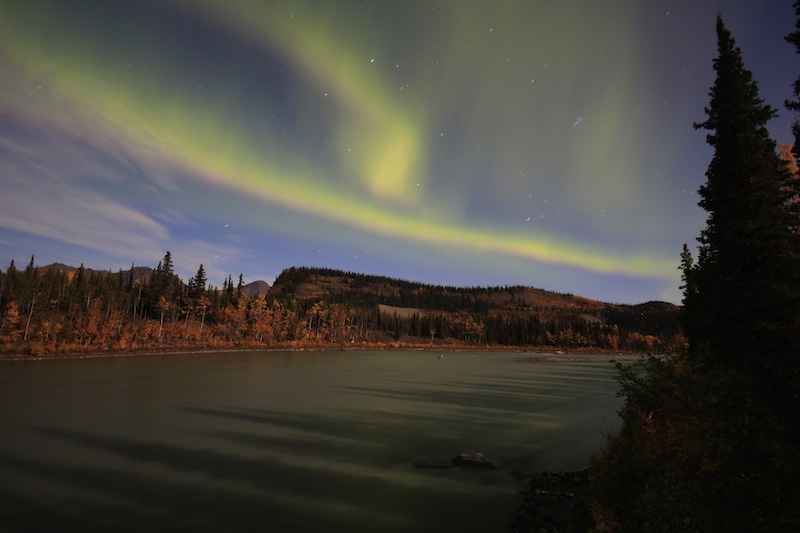 Aurora Borealis on Full Moon Night
