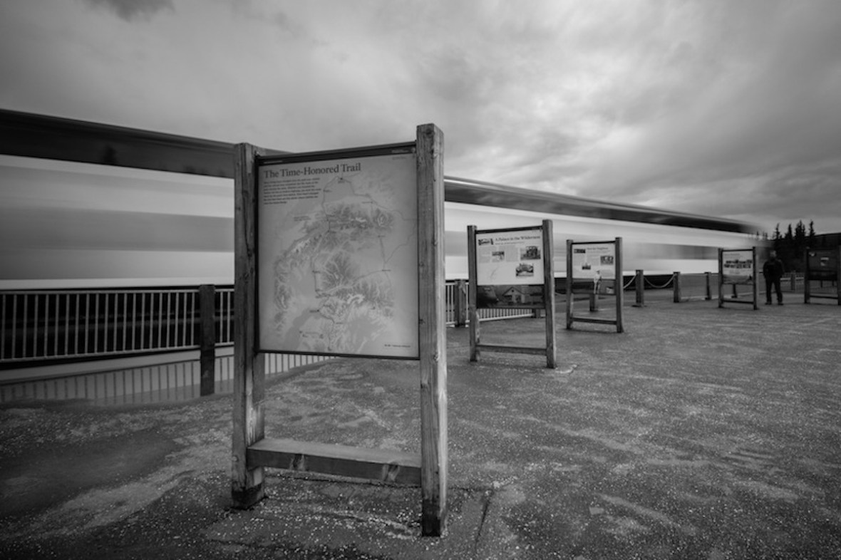 Alaska railroad black and white