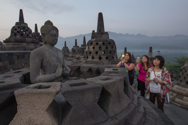 Borobudur covered with tourists