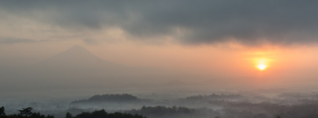 Borobudur, Merapi and Sunrise