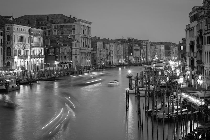 Venice from Rialto Bridge Black and White