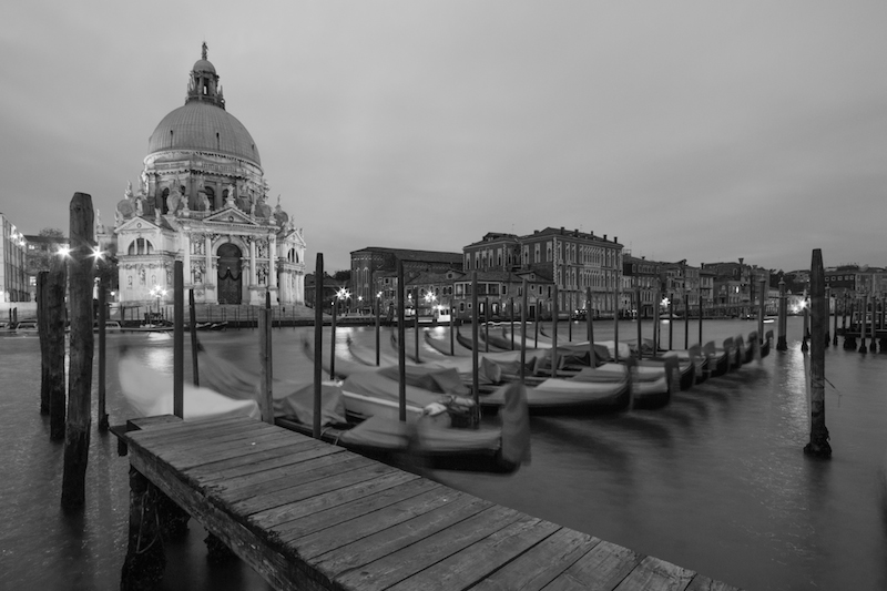 Venice Gondolas in Black and White