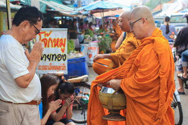 Praying to Monks on Loy Krathong