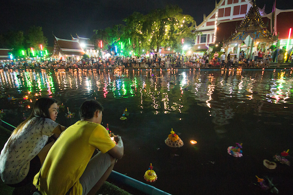 Loy Krathong at a canal in Bangkok