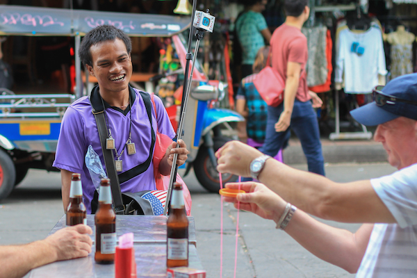 Tourist teaching magic Bangkok