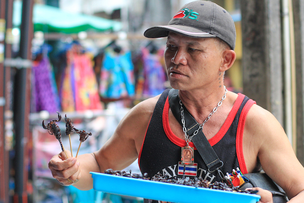 Khao San road scorpion vendor