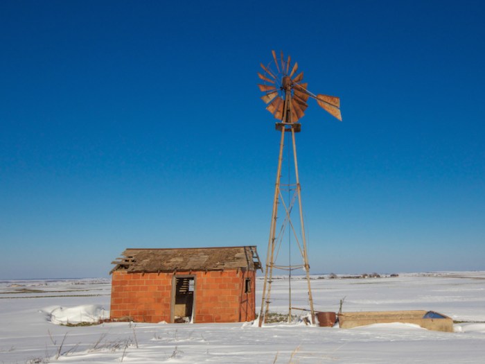 Windmill in winter near Thomas.