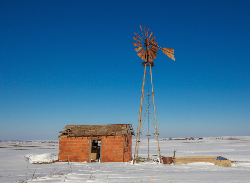 Windmill in winter near Thomas.