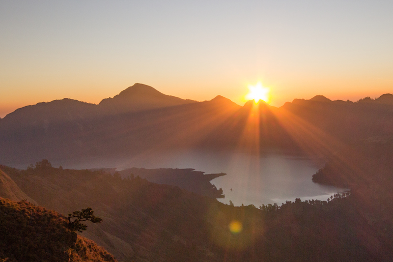 Sunset from camp on Mount Rinjani