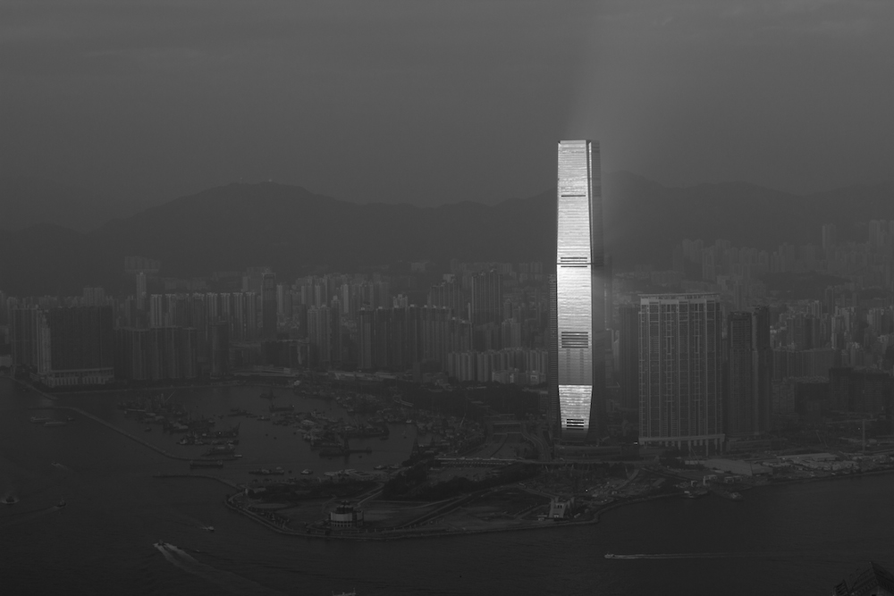 Hong International Commerce center in black and white