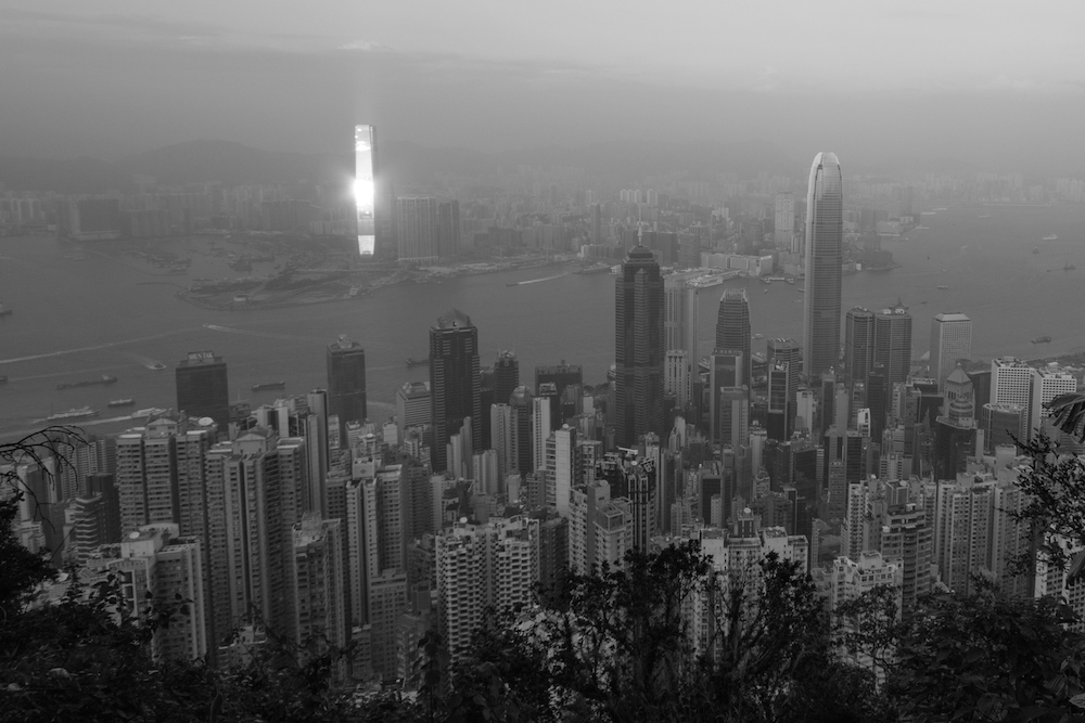 Kowloon from Victoria Peak in Black and White