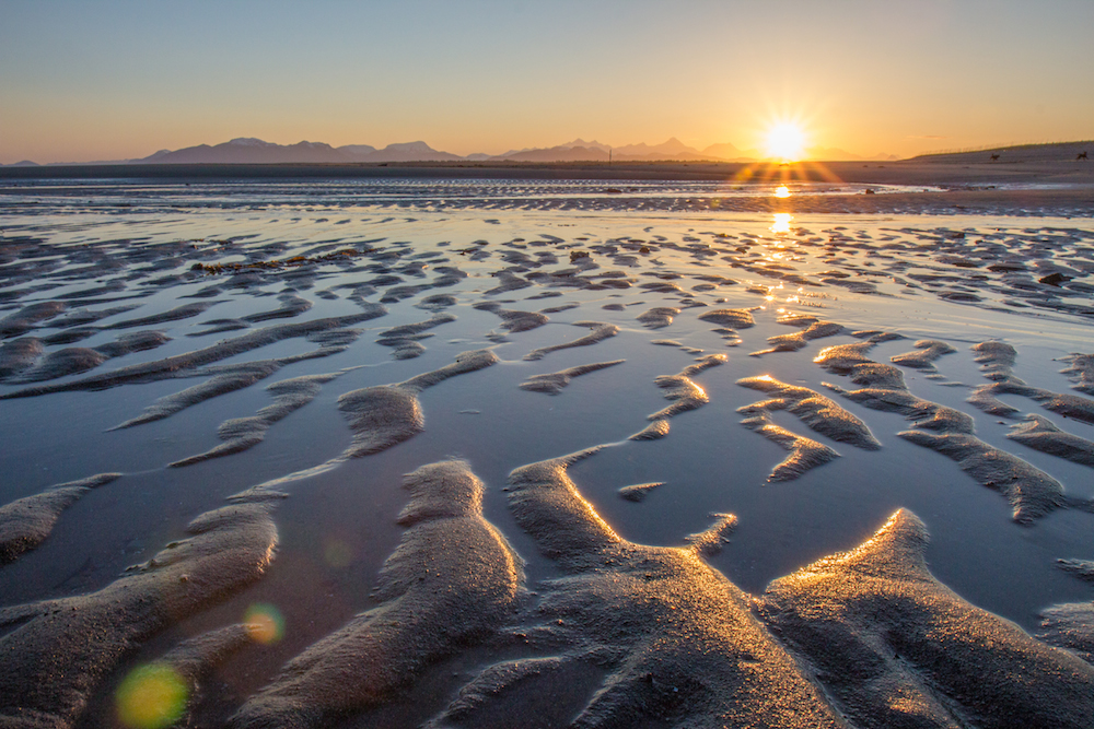 Gustavus beach at sunset.
