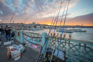 Istanbul sunset galata bridge