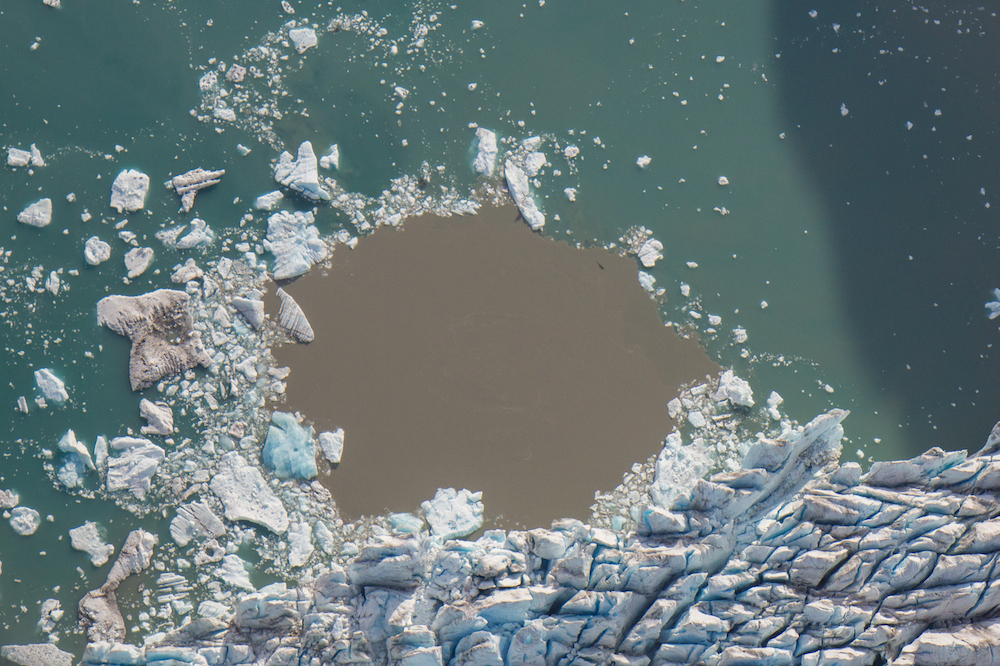 Above the toe of a tidewater glacier