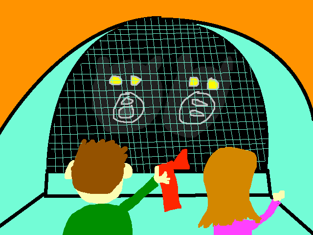 bear attacks tent cartoon