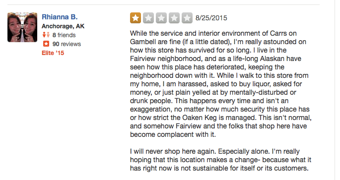 Ghetto Carrs Yelp Review