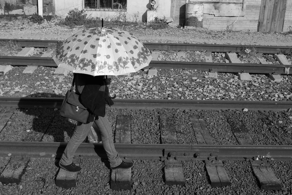 Walking down the train tracks
