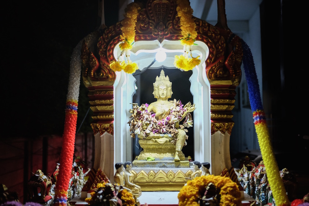 Shrine at night in Thailand