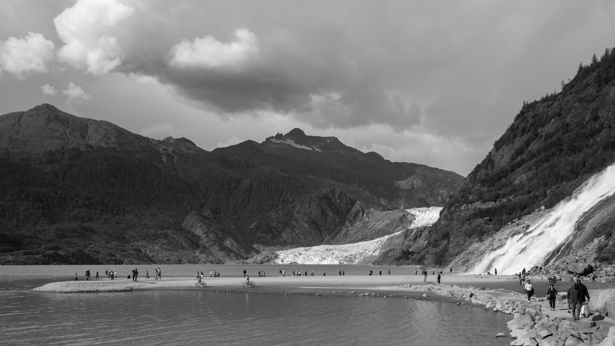Mendenhall glacier black and white