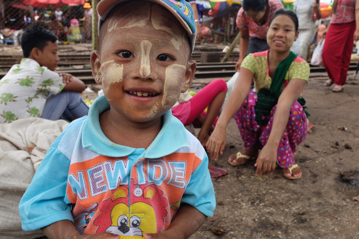 myanmar boy with thanaka