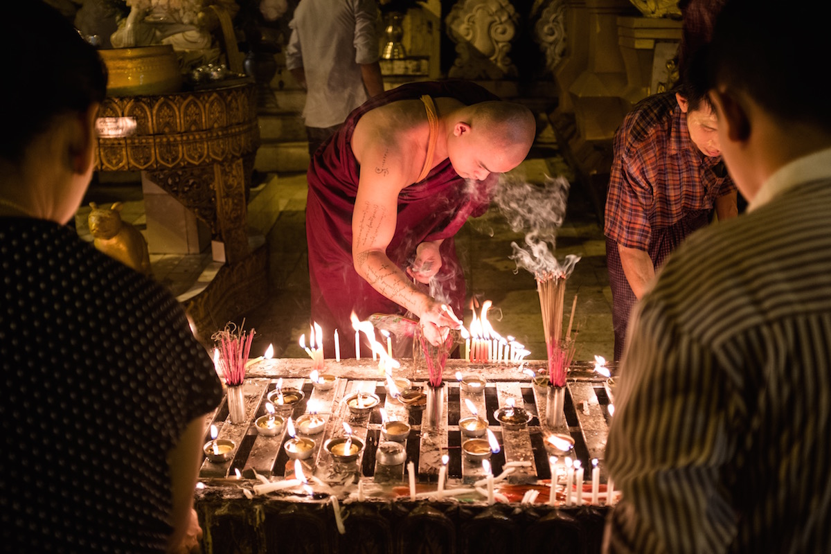 Monk at the Schwedagon Pagoda