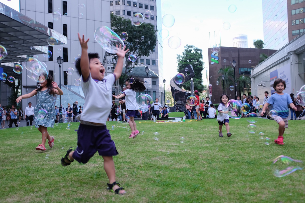 Singapore boy with bubbles