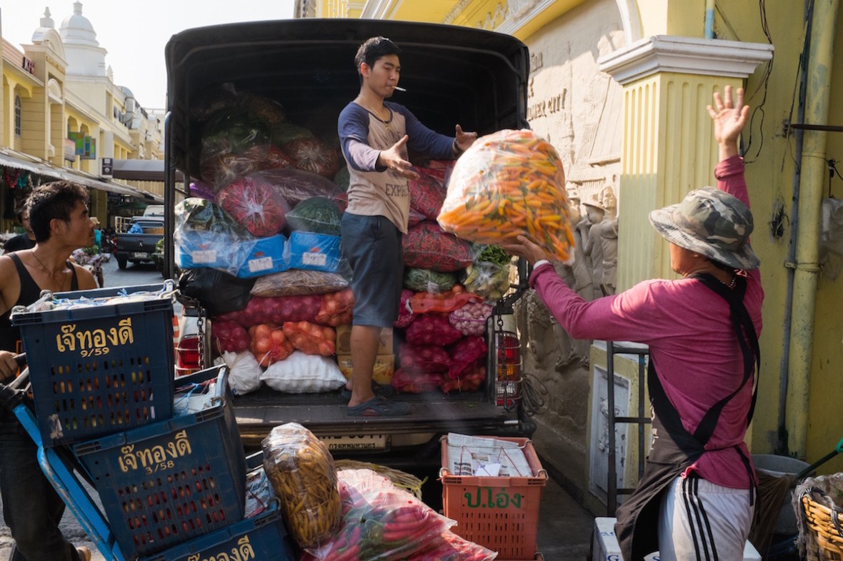 Men Loading a Truck at the Flower Market