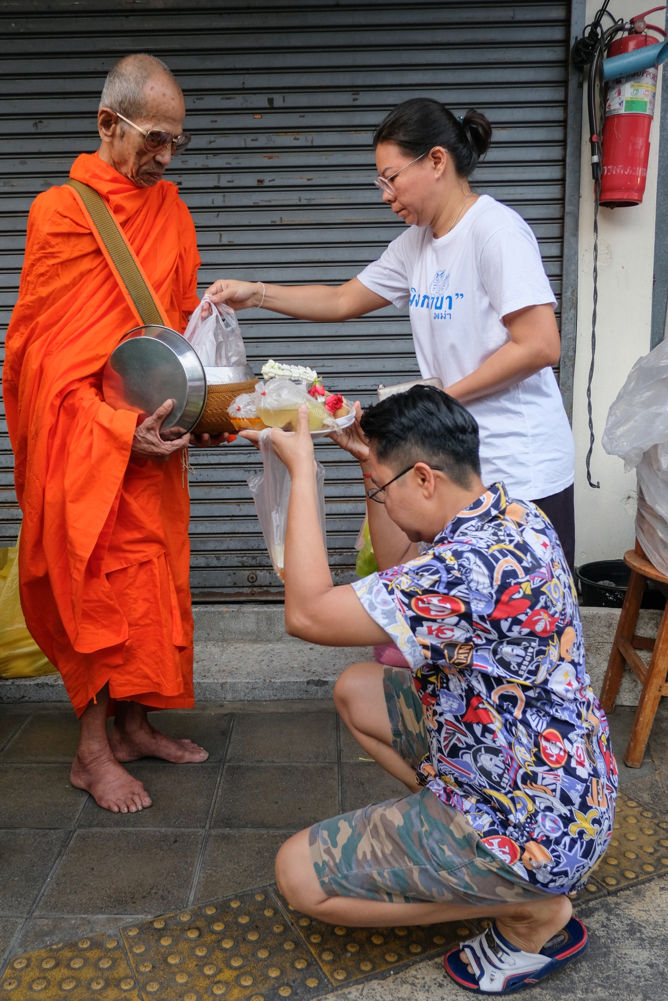 Monks Collecting Alms in Bangkok