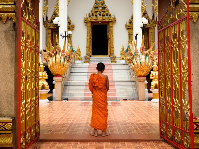 Bangkok street photography monk