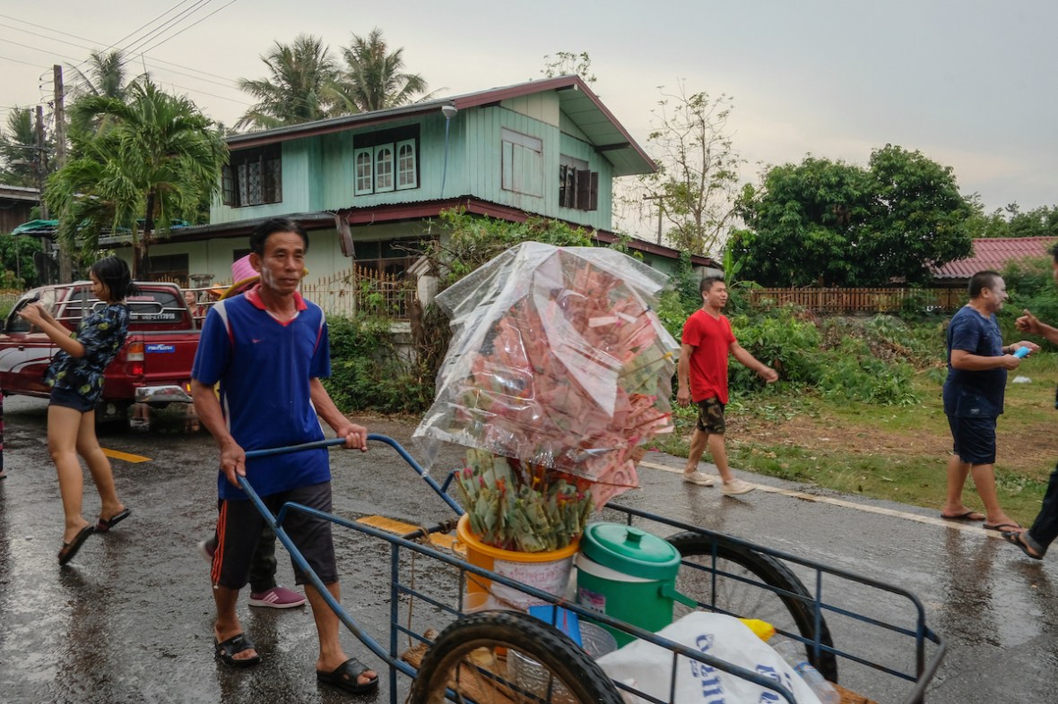Songkran water fight money tree