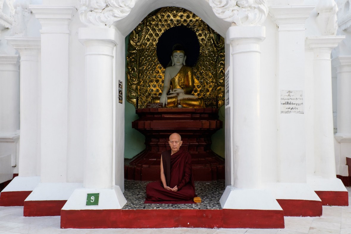 Shwedagon street photography Monk