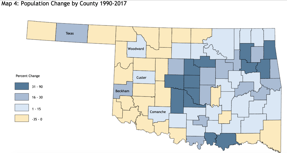 Oklahoma population decline map
