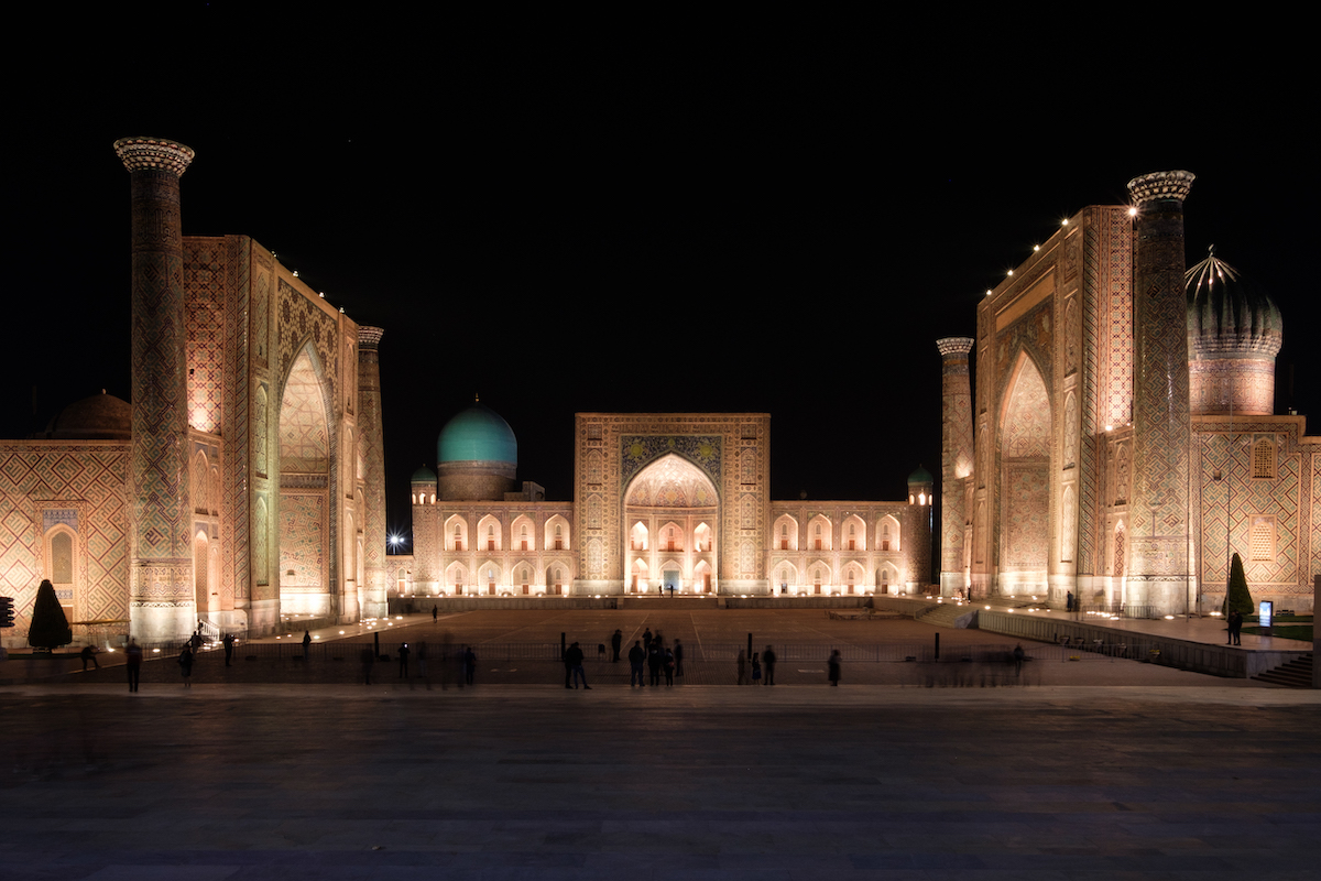Registan Samarkand at night
